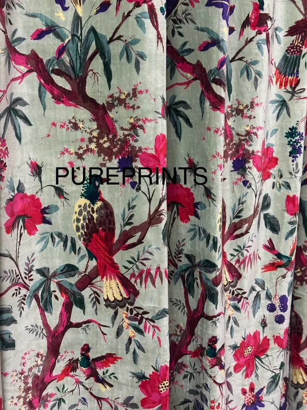 Sage_Green_Velvet_Curtain:_Bird_Print_Boho_Drapes,_Custom_Size