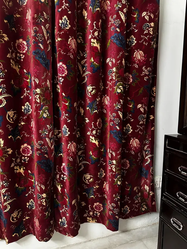 Vintage_Style_Cotton_Velvet_Curtain:_Wine_Red_Boho_Drapes_-_Custom_Size