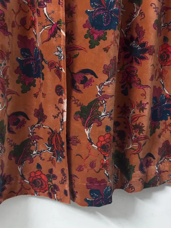 Rust_Orange_Cotton_Velvet_Curtain_Panel:_Boho_Drapes,Floral_Cotton_Velvet_Curtain.