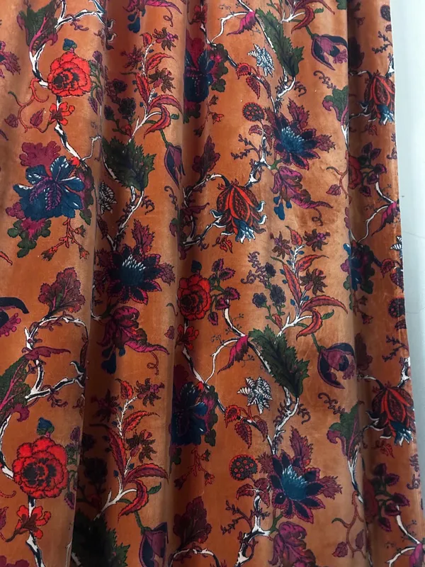 Rust_Orange_Cotton_Velvet_Curtain_Panel:_Boho_Drapes,Floral_Cotton_Velvet_Curtain.