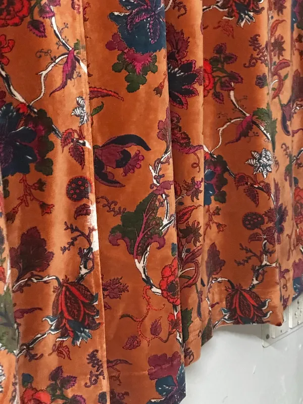 Rust_Orange_Cotton_Velvet_Curtain_Panel:_Boho_Drapes,Floral_Cotton_Velvet_Curtain.