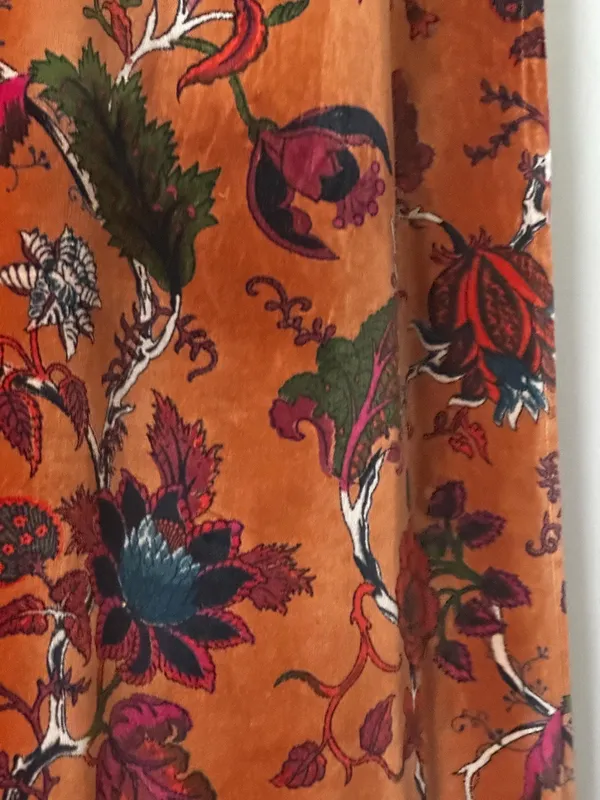 Rust_Orange_Cotton_Velvet_Curtain_Panel:_Boho_Drapes,Floral_Cotton_Velvet_Curtain.