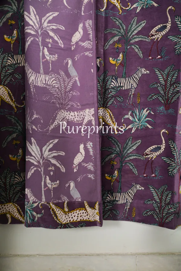Vintage_Cotton_Velvet_Curtain_Set:_Lilac_Animal_Print_Drapes