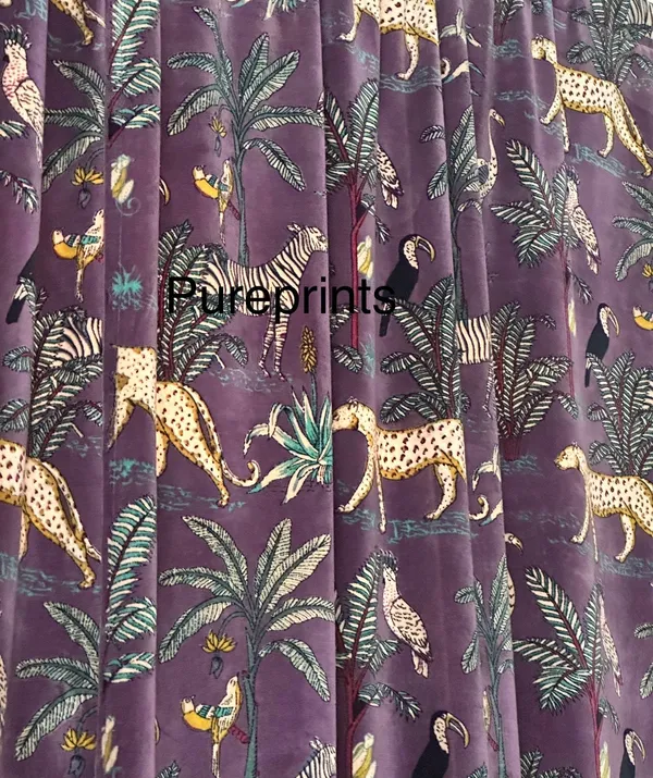 Vintage_Cotton_Velvet_Curtain_Set:_Lilac_Animal_Print_Drapes