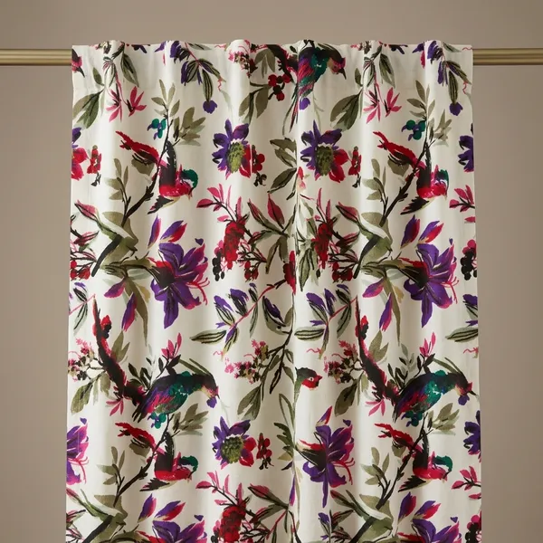 Hand_Printed_Cotton_Velvet_Fabric:_Bird_&_Floral_Print,_White_Ground_-_By_The_Yard