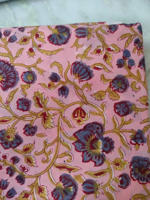 Hand_Block_Printed_Cotton_Fabric:_Mughal_Floral_Print,_44"_Wide