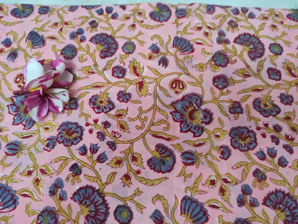 Hand_Block_Printed_Cotton_Fabric:_Mughal_Floral_Print,_44"_Wide