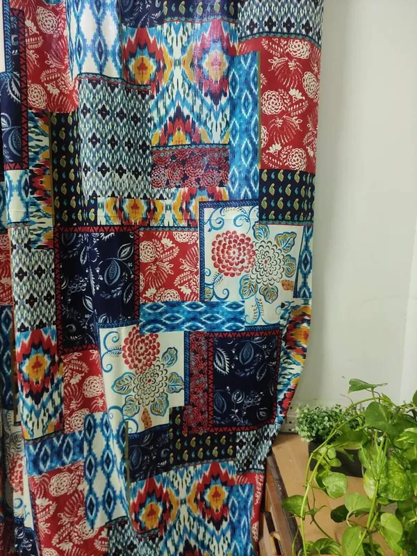 Boho_Cotton_Curtain_Set:_Patchwork_Print,_Semi_Sheer_Drapes