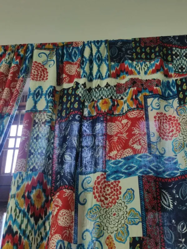 Boho_Cotton_Curtain_Set:_Patchwork_Print,_Semi_Sheer_Drapes