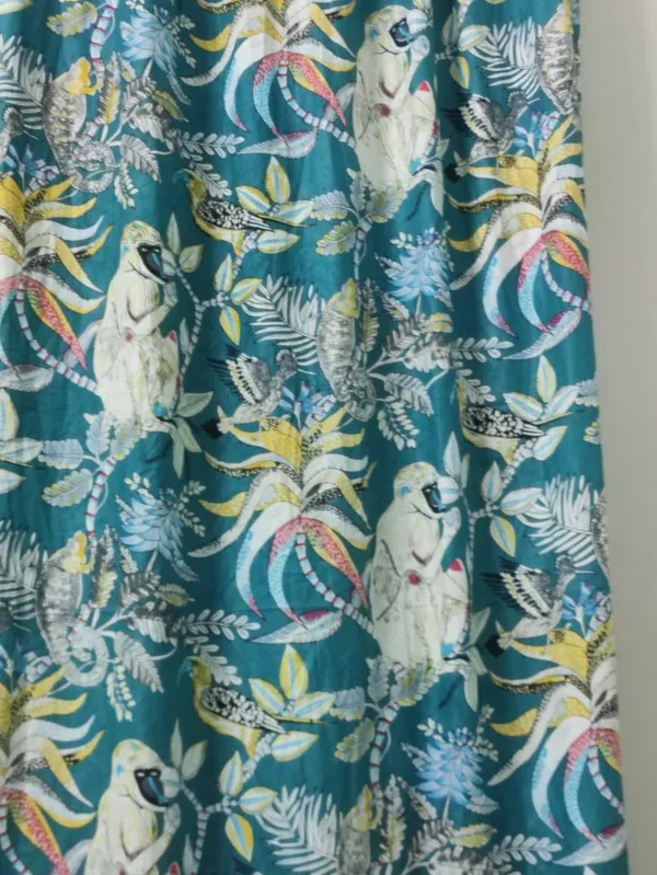 Teal_Tropical_Cotton_Curtain_Set:_Rainforest_Animal_Print
