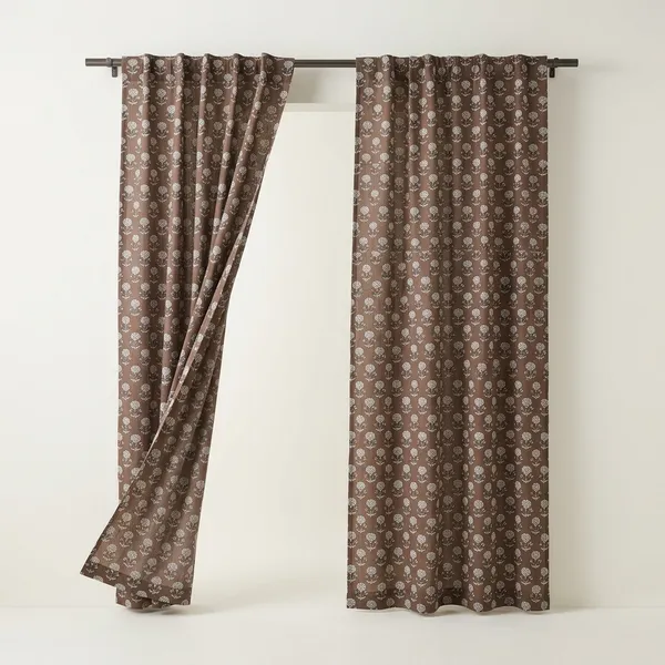 Coffee_Brown_Floral_Curtain_Panels:_Boho_Cotton_Drapes