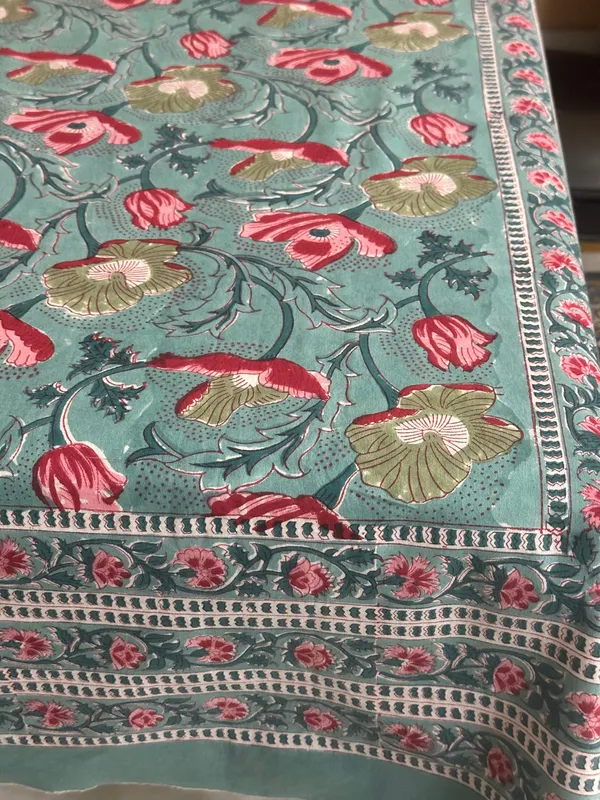 Hand_Block_Print_Tablecloth:_Floral_Indian_Design,_Rectangular_Dining_Cloth