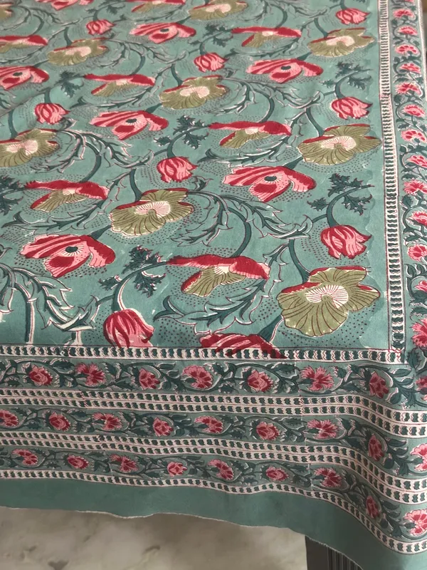 Hand_Block_Print_Tablecloth:_Floral_Indian_Design,_Rectangular_Dining_Cloth