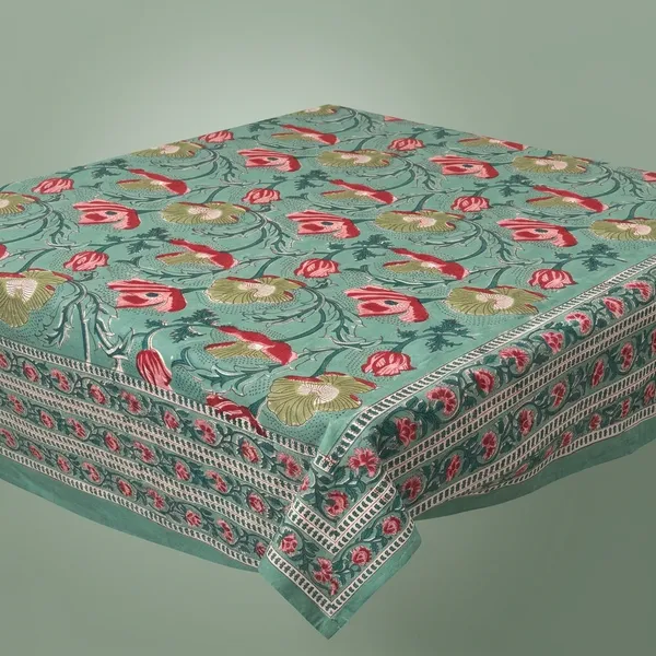 Hand_Block_Print_Tablecloth:_Floral_Indian_Design,_Rectangular_Dining_Cloth