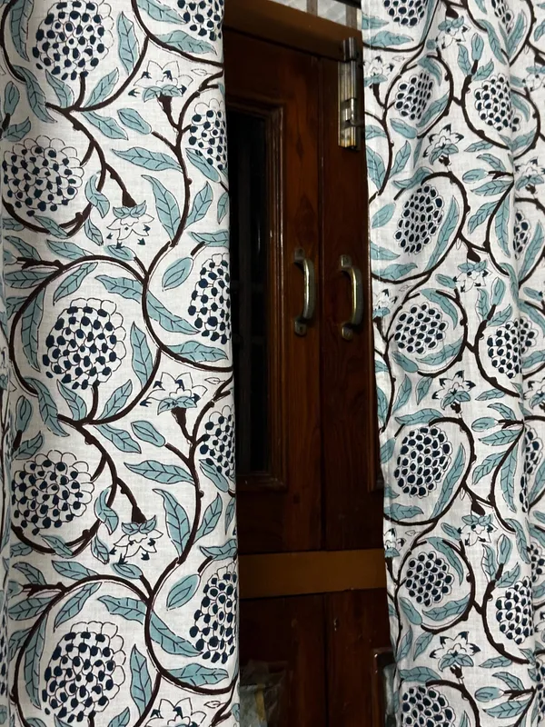 Hand_Block_Printed_Curtains_Floral_Cotton,_Bohemian_Farmhouse_Style,_Set_Of_2_,Curtain_Panels:_Boho_Drapes.