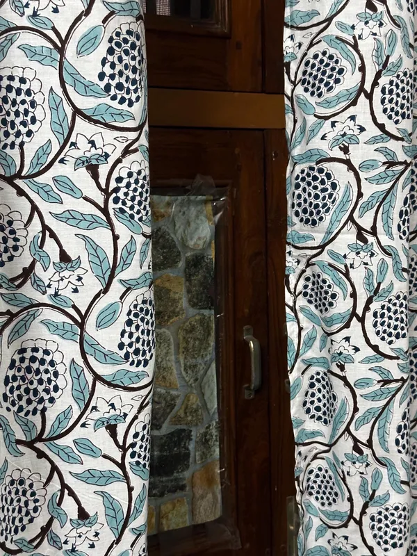 Hand_Block_Printed_Curtains_Floral_Cotton,_Bohemian_Farmhouse_Style,_Set_Of_2_,Curtain_Panels:_Boho_Drapes.