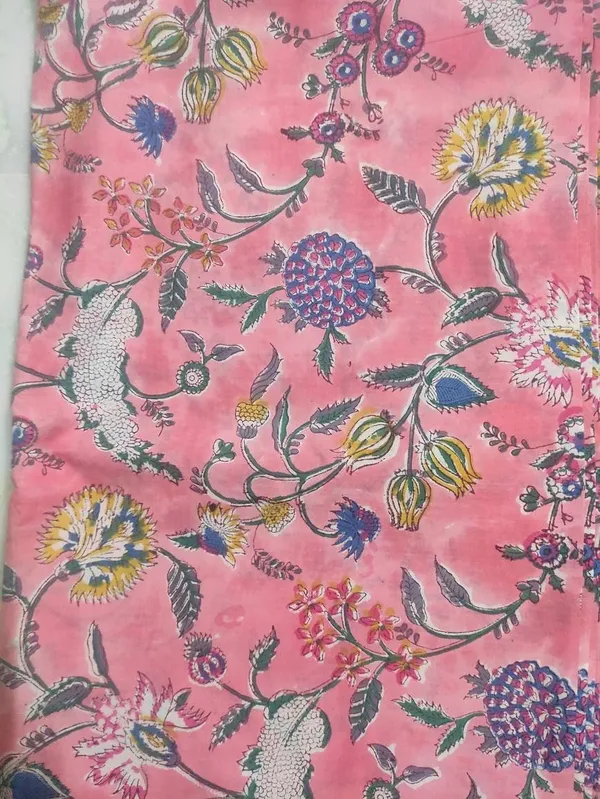 Powder_Pink_Floral_Fabric:_Hand_Block_Print_Cotton,_44_Inch_Wide
