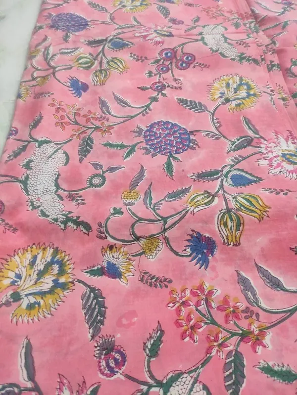 Powder_Pink_Floral_Fabric:_Hand_Block_Print_Cotton,_44_Inch_Wide