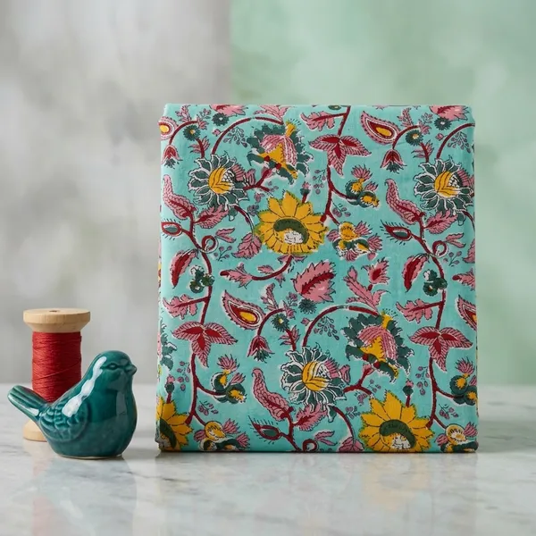 Indian_Hand_Block_Printed_Cotton_Fabric:_Floral_Print