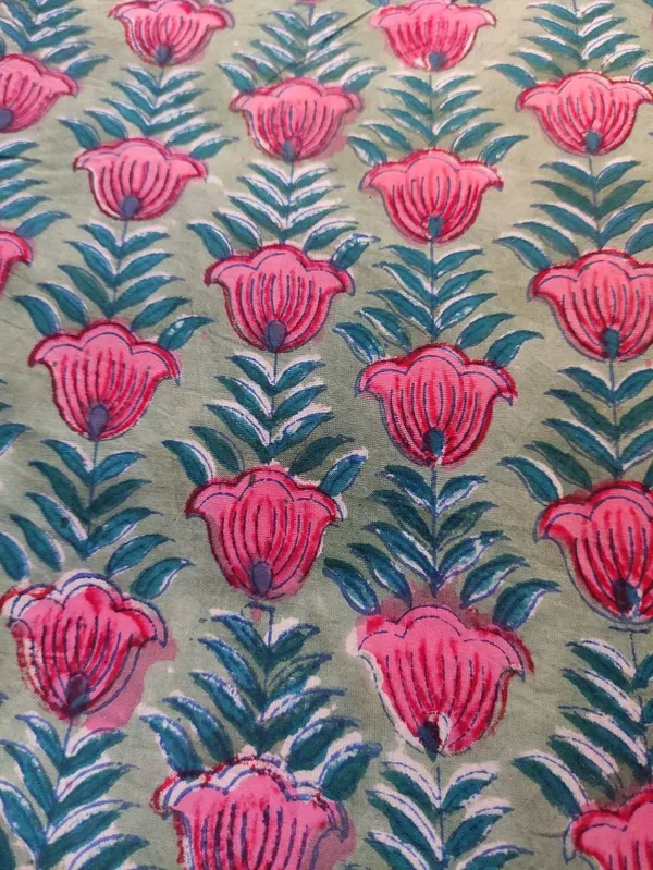 Floral_Hand_Block_Cotton_Fabric:_Mughal_Print,_44_Inches_Wide
