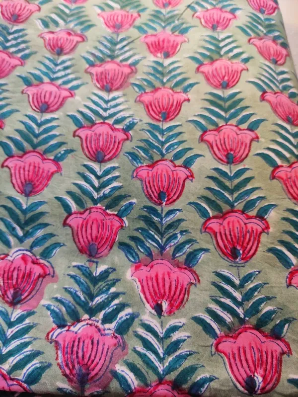 Floral_Hand_Block_Cotton_Fabric:_Mughal_Print,_44_Inches_Wide