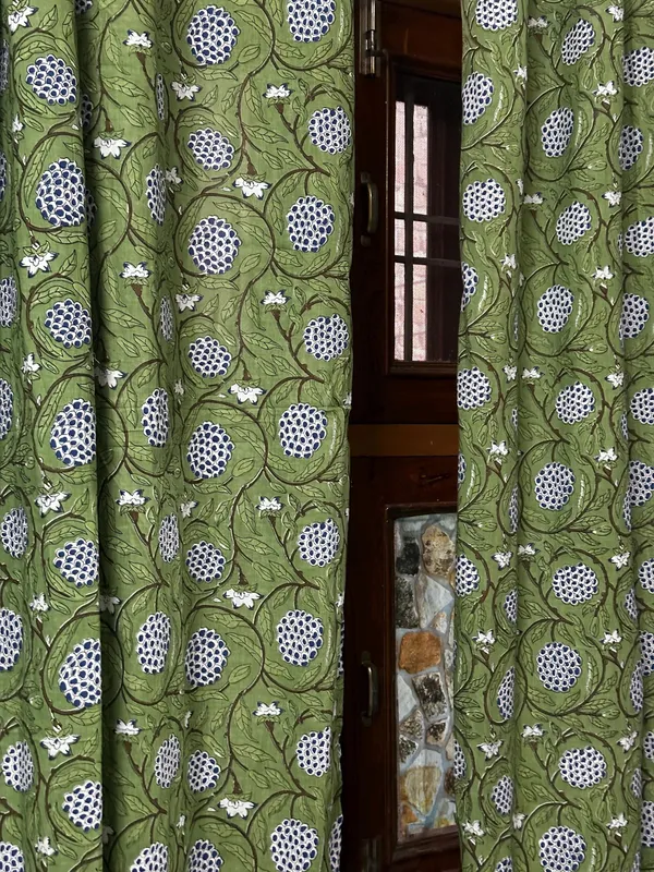 Hand_Block_Printed_Curtains_Floral_Cotton,_Bohemian_Farmhouse_Style,_Set_Of_2_,Curtain_Panels:_Boho_Drapes.
