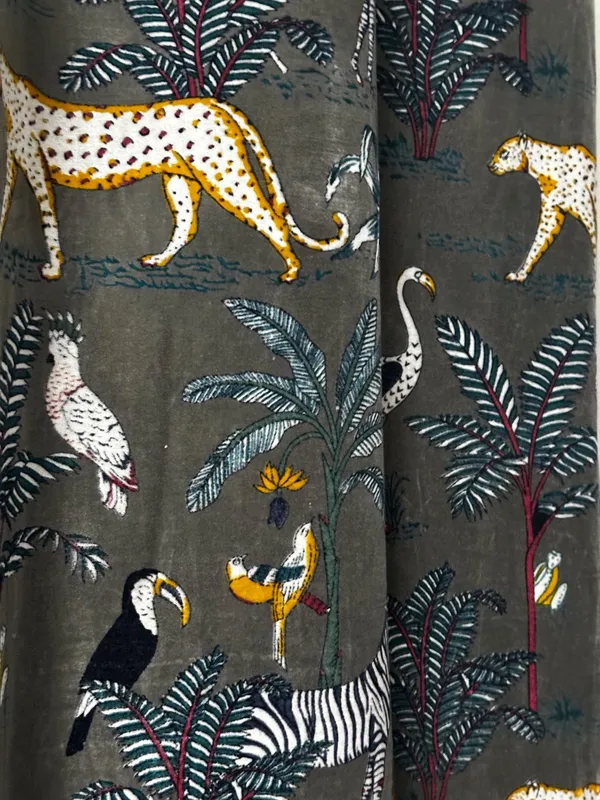 Vintage_Cotton_Velvet_Curtain:_Steel_Grey_Jungle_Print,_Boho_Style