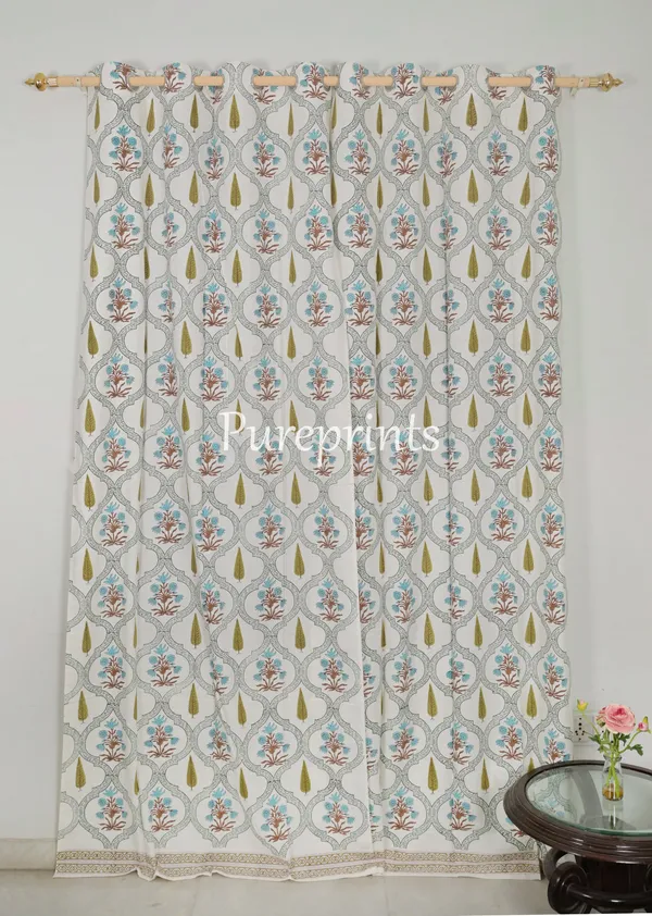 Indian_Hand_Block_Print_Curtain,_Bohomien_Decor,_House_Warming_Gift.