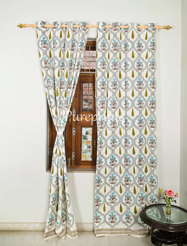 Indian_Hand_Block_Print_Curtain,_Bohomien_Decor,_House_Warming_Gift.