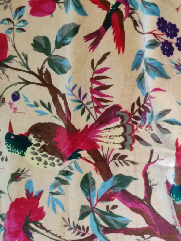 Luxury_Cotton_Velvet_Fabric:_Bird_Print,_Beige_Peach,_45"_Wide