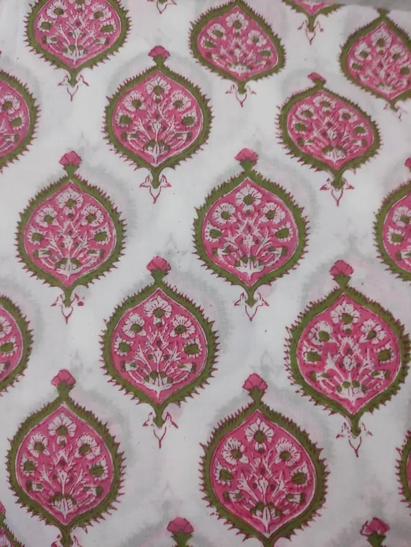 Hand_Block_Printed_Cotton_Fabric:_Mughal_Floral_Print,_Sewing_Material