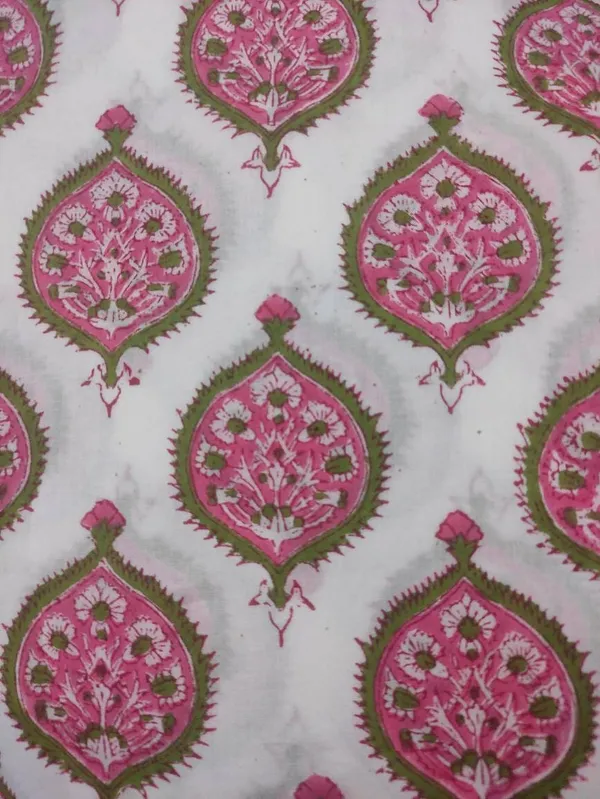 Hand_Block_Printed_Cotton_Fabric:_Mughal_Floral_Print,_Sewing_Material