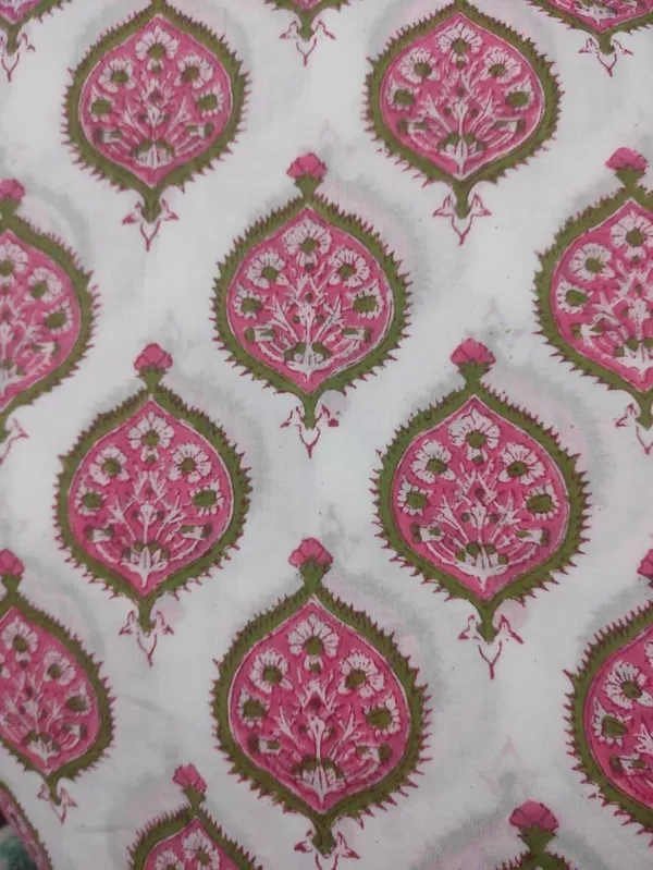 Hand_Block_Printed_Cotton_Fabric:_Mughal_Floral_Print,_Sewing_Material