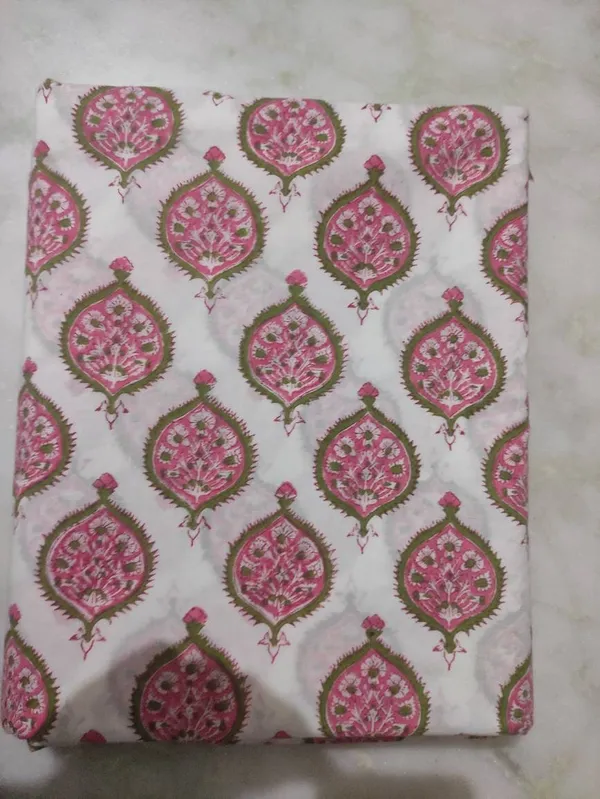 Hand_Block_Printed_Cotton_Fabric:_Mughal_Floral_Print,_Sewing_Material