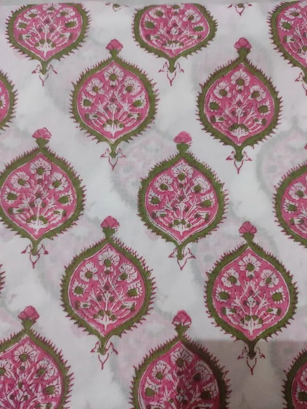 Hand_Block_Printed_Cotton_Fabric:_Mughal_Floral_Print,_Sewing_Material