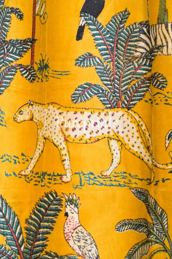 Vintage_Style_Cotton_Velvet_Curtain:_Mustard_Yellow_Jungle_Print_Drapes