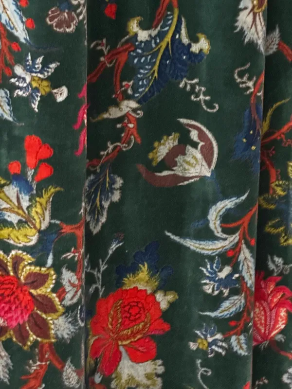 Hand_Printed_Cotton_Velvet_Fabric:_Forest_Green_Upholstery_&_Decor