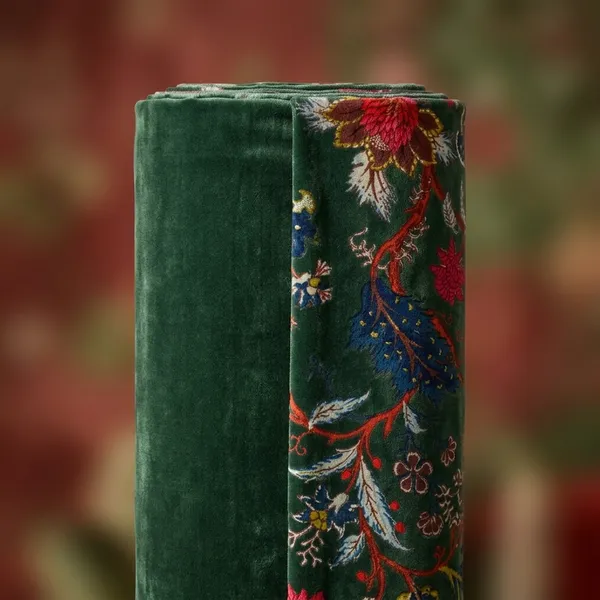 Hand_Printed_Cotton_Velvet_Fabric:_Forest_Green_Upholstery_&_Decor
