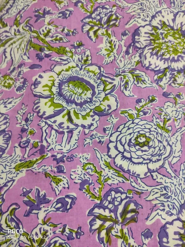 5_Yards:_Lavender_Pink_Floral_Block_Print_Indian_Cotton_Fabric