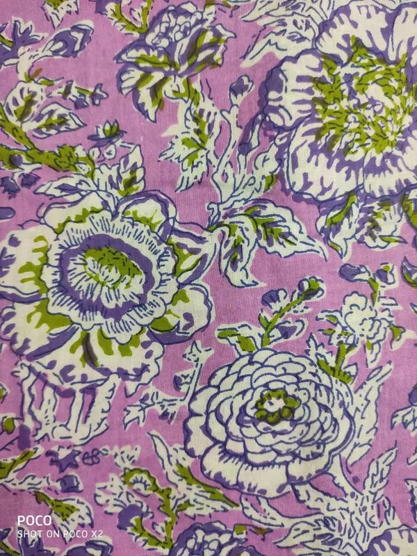 5_Yards:_Lavender_Pink_Floral_Block_Print_Indian_Cotton_Fabric