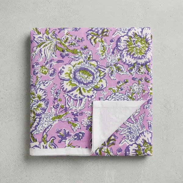 5_Yards:_Lavender_Pink_Floral_Block_Print_Indian_Cotton_Fabric