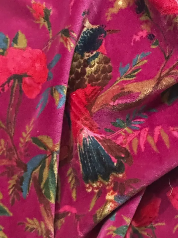 Luxury_Cotton_Velvet_Fabric:_Bird_Print,_Onion_Pink,_45"_Wide