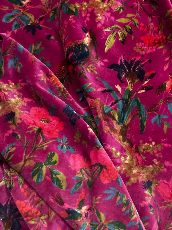 Luxury_Cotton_Velvet_Fabric:_Bird_Print,_Onion_Pink,_45"_Wide