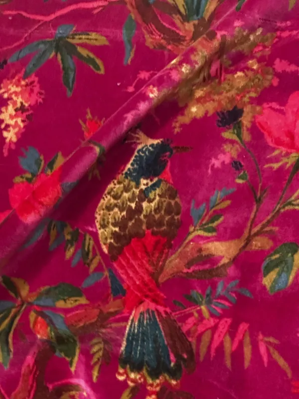 Luxury_Cotton_Velvet_Fabric:_Bird_Print,_Onion_Pink,_45"_Wide