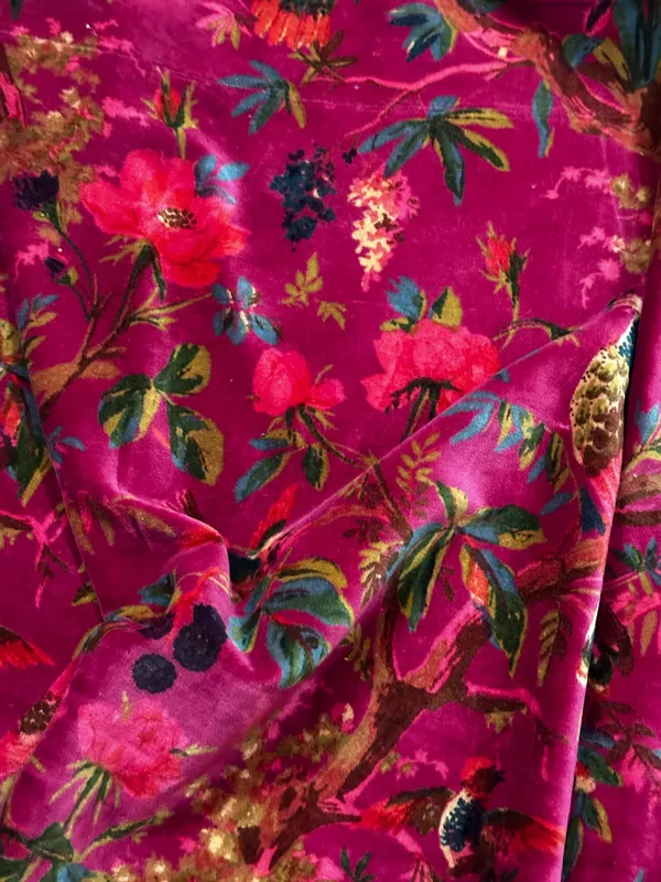 Luxury_Cotton_Velvet_Fabric:_Bird_Print,_Onion_Pink,_45"_Wide