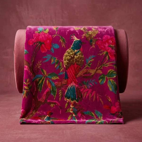 Luxury_Cotton_Velvet_Fabric:_Bird_Print,_Onion_Pink,_45"_Wide
