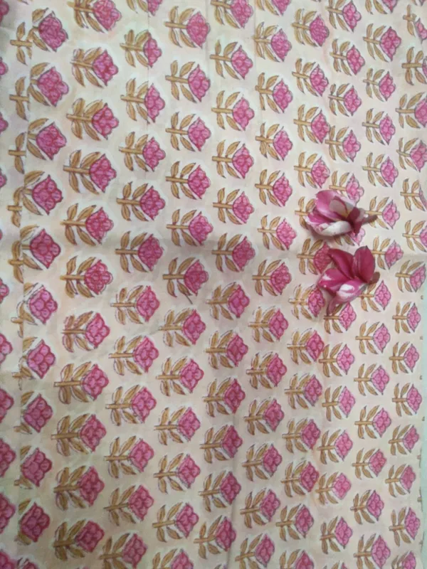 Hand_Block_Cotton_Print_Fabric:_Soft_Peach_&_Pink_Floral
