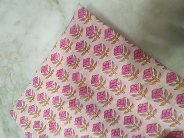Hand_Block_Cotton_Print_Fabric:_Soft_Peach_&_Pink_Floral
