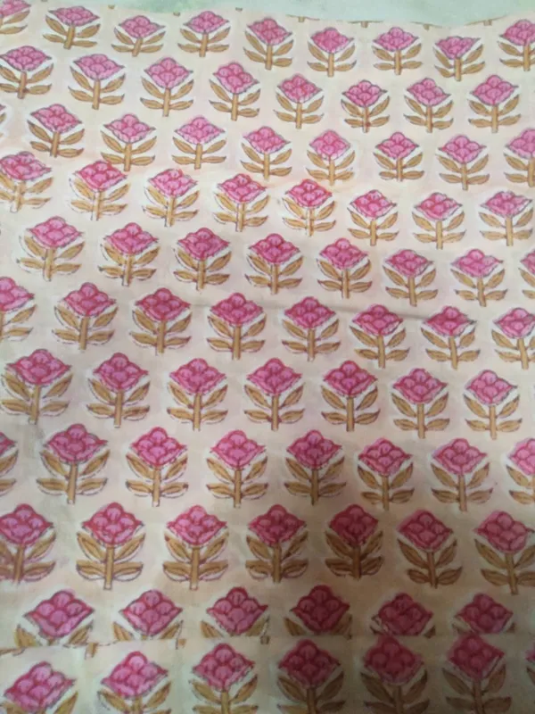 Hand_Block_Cotton_Print_Fabric:_Soft_Peach_&_Pink_Floral