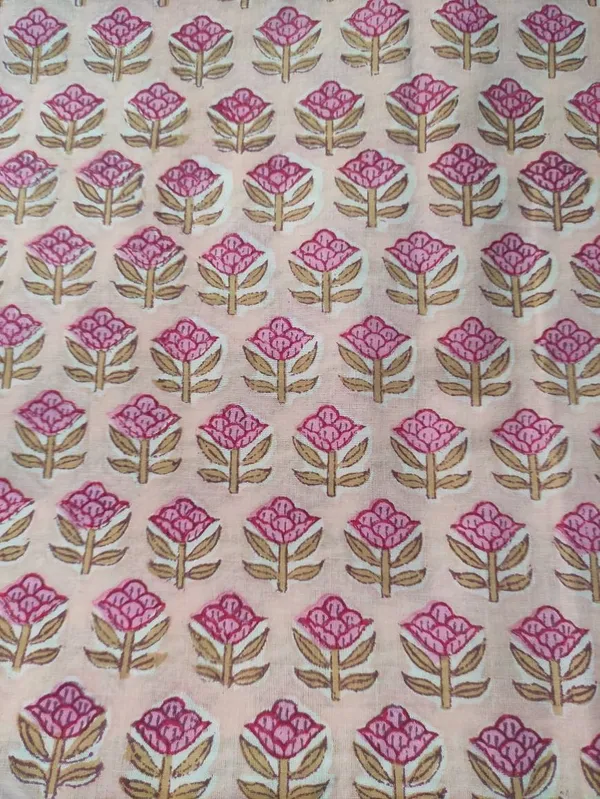 Hand_Block_Cotton_Print_Fabric:_Soft_Peach_&_Pink_Floral